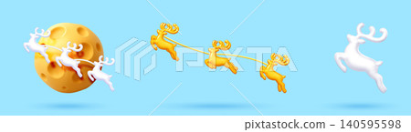 3D Reindeer set for Christmas decoration. 3D Reindeer set for Christmas decoration. 140595598