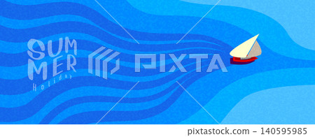 Summer Holiday Header Design Featuring Sea Waves and Coastal Scenery 140595985