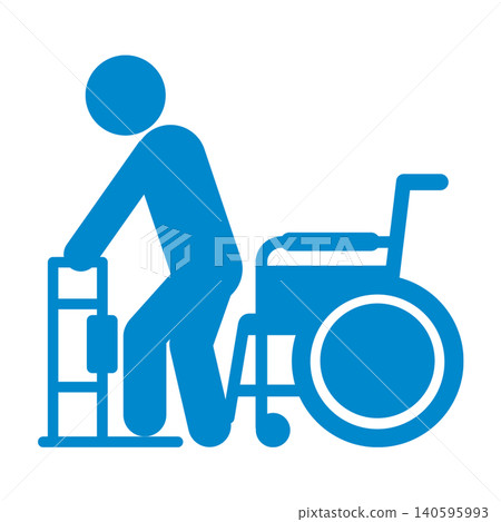 Standing handrail with knee pads (for standing assistance) / Pictogram for care, welfare, and barrier-free design Standing handrail with knee pads (for standing assistance) / Pictogram for care, welfare, and barrier-free design 140595993