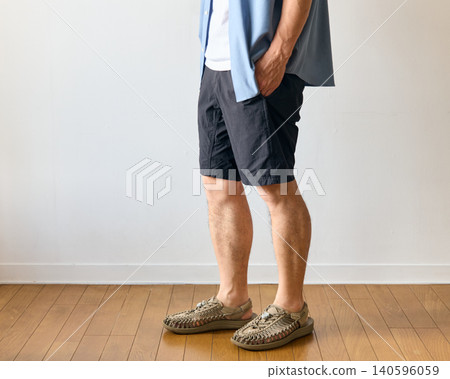 A middle-aged man in shorts A middle-aged man in shorts 140596059