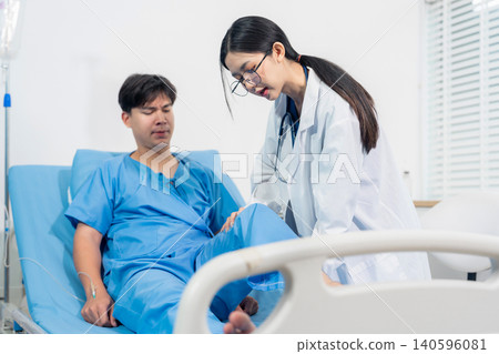 Doctor treatment patients in hospital room. Medical professionals help treat Sick people. Physical examination or flu. Concept Health care and Social Security. Doctor treatment patients in hospital room. Medical professionals help treat Sick people. Physical examination or flu. Concept Health care and Social Security. 140596081