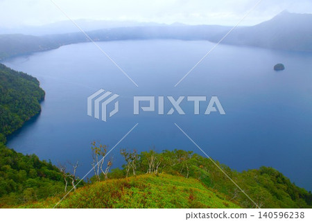 Scenery of Akan-Mashu Quasi-National Park: Lake Mashu shrouded in mist (Mashu 3rd Observatory) Scenery of Akan-Mashu Quasi-National Park: Lake Mashu shrouded in mist (Mashu 3rd Observatory) 140596238