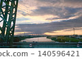 View from the car window - Evening scenery of the great river 140596421