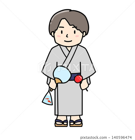 A man in a yukata at a summer festival (illustration) A man in a yukata at a summer festival (illustration) 140596474