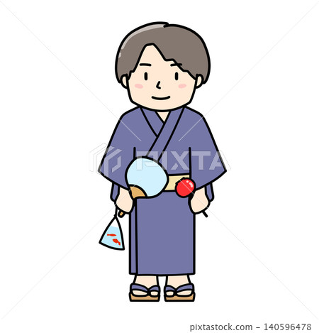 身穿浴衣的男子參加夏季祭典(插圖) 身穿浴衣的男子參加夏季祭典(插圖) 140596478