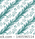 Watercolor winter seamless pattern with evergreen fir branches, pearl garlands and mistletoe branches. Hand drawn pastel Christmas botanical design for fabric, wrapping paper, packaging, holiday decor 140596514