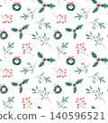 Watercolor Christmas seamless pattern with holly leaves, wreaths, mistletoe berries and winter greenery. Festive Noel background for fabric, wrapping paper, stationery, packaging and holiday decor. 140596521