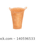 Watercolor tall woven basket with rustic texture and handles. Hand drawn isolated rustic illustration ideal for storage concepts, farmhouse decor, home organization, branding and decorative projects. 140596533