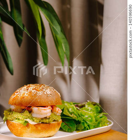 Shrimp sandwich with avocado and fresh salad Shrimp sandwich with avocado and fresh salad 140596690