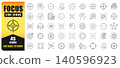 Focus Line Icon Set Featuring Targeting, Concentration, Goal Achievement, Vision, Attention, Brain Focus, And Precision Symbols. Editable Stroke Vector Icons For Business And Productivity Projects. 140596923