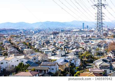 [Tokyo] Scenery of a suburban residential area 140597042