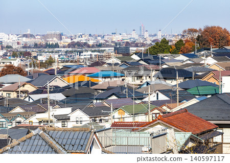 [Hino City, Tokyo] Scenery of a suburban residential area 140597117