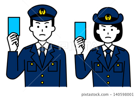 A set of male and female police officers holding traffic tickets. A set of male and female police officers holding traffic tickets. 140598001