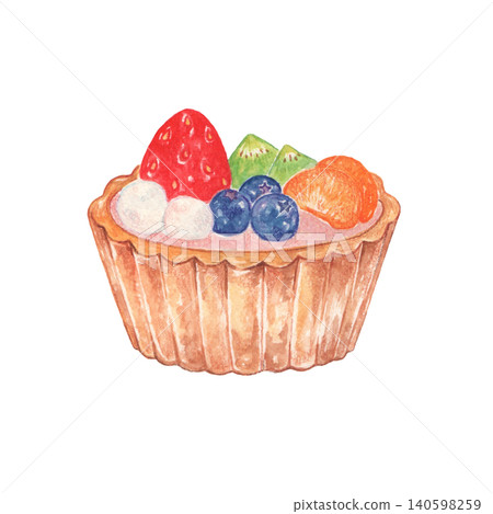 Watercolor painting of fruit tarts (mini tarts) Watercolor painting of fruit tarts (mini tarts) 140598259