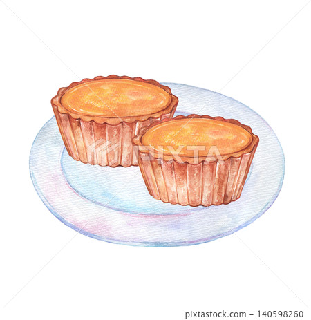 Cheese tart / Egg tart on a plate Cheese tart / Egg tart on a plate 140598260