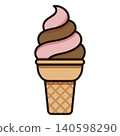 Strawberry and chocolate soft serve ice cream icon 140598290