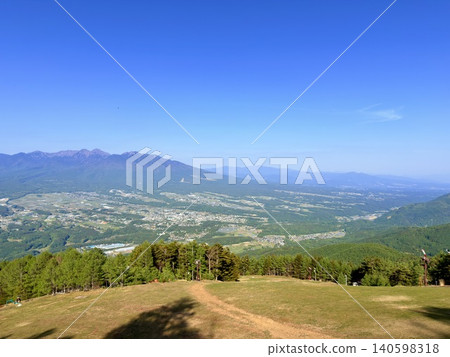 The magnificent natural scenery and rural landscape viewed from the Yatsugatake Observatory in Irikasa Marshland, Nagano Prefecture. The magnificent natural scenery and rural landscape viewed from the Yatsugatake Observatory in Irikasa Marshland, Nagano Prefecture. 140598318