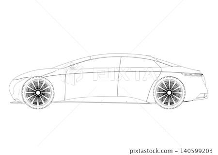 car outline drawing, sketch, contour image 140599203