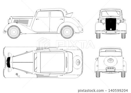 car outline drawing, sketch, contour image car outline drawing, sketch, contour image 140599204