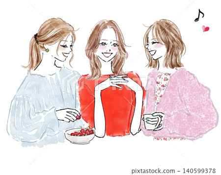 三個時尚好友的聚會。 三個時尚好友的聚會。 140599378