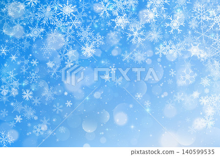 Winter background with white pattern of falling snowflakes, blurred bokeh and sparkles. Vector light blue holiday sky with frosty crystals and stars. Christmas decorative backdrop. Winter background with white pattern of falling snowflakes, blurred bokeh and sparkles. Vector light blue holiday sky with frosty crystals and stars. Christmas decorative backdrop. 140599535