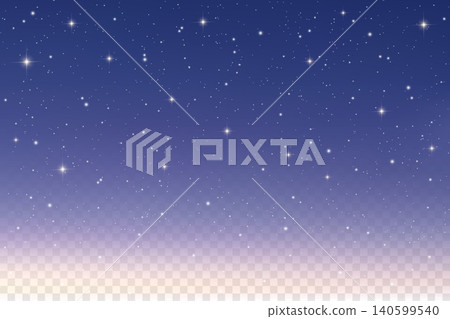 Night starry sky with light transparent gradient effect. Vector blue magic galaxy. Universe space of cosmos with dust of sparkles and abstract glitter. Christmas fantasy backdrop 140599540