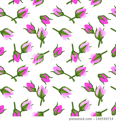Vector background with a flat rosebud. Seamless pattern with damask roses. Clipart for Mei Gai Hua Cha tea, textiles, wrapping paper, cosmetics, and perfumes. Wedding illustration. Summer motif. Vector background with a flat rosebud. Seamless pattern with damask roses. Clipart for Mei Gai Hua Cha tea, textiles, wrapping paper, cosmetics, and perfumes. Wedding illustration. Summer motif. 140599714