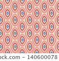 Stylish flourish swirl line ikat ornament seamless pattern. Abstract organic shape vintage fabric fashion seamless texture for wallpapers, textile. 140600078