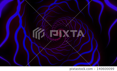 Abstract Purple Blue Spiral Tunnel with Wavy Neon Lines, Futuristic Vortex Background and Dark Digital Depth Abstract Purple Blue Spiral Tunnel with Wavy Neon Lines, Futuristic Vortex Background and Dark Digital Depth 140600099