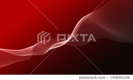 Neon glowing abstract wave line animation, futuristic flow curve background, digital technology loop motion graphic, red white flowing lines 140600206