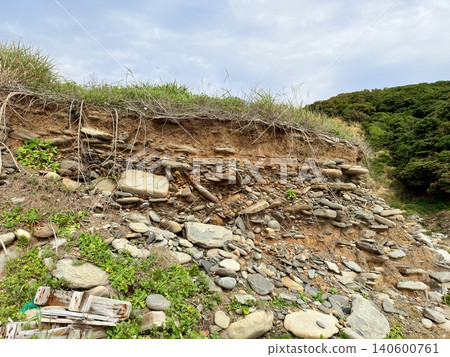 A view of the coastline of Tsutsu Cape in Tsushima, Nagasaki Prefecture, from above. A view of the coastline of Tsutsu Cape in Tsushima, Nagasaki Prefecture, from above. 140600761