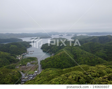 A view of Asaji Bay from the Eboshidake Observatory in Tsushima, Nagasaki Prefecture. A view of Asaji Bay from the Eboshidake Observatory in Tsushima, Nagasaki Prefecture. 140600807