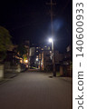 Nighttime road along the road 140600933