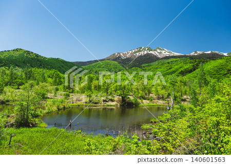 乘鞍高原大染池與鞍山的初夏景色 140601563