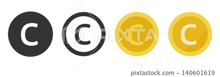 Money icon set: Simple gold and black gold coins Money icon set: Simple gold and black gold coins 140601619