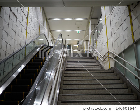 The stairs and escalators in the Nagoya subway. The stairs and escalators in the Nagoya subway. 140601644