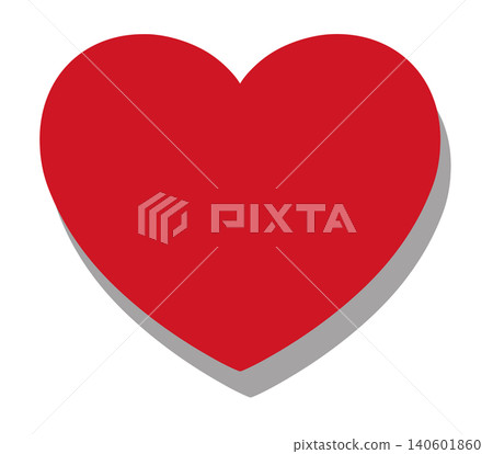 A red heart with a shadow in the bottom right corner, which can be used as a background or icon base. 140601860