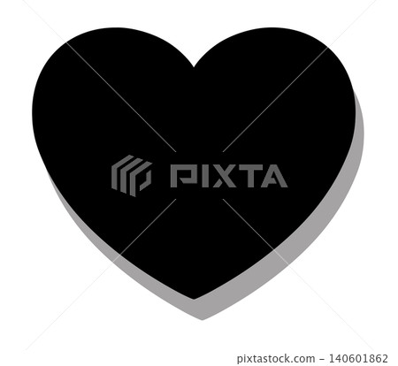 A black heart with a shadow in the bottom right corner, which can be used as a background or icon base. 140601862