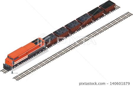 Coal train on railway illustration Coal train on railway illustration 140601879