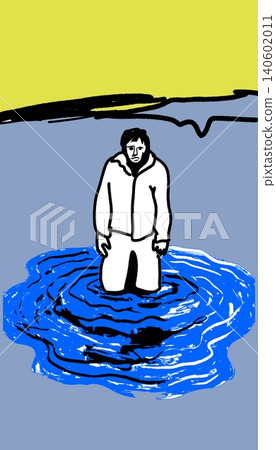 Isolated Small Figure Standing in Rain Puddle Symbolizing Loneliness Despair and Emotional Isolation Isolated Small Figure Standing in Rain Puddle Symbolizing Loneliness Despair and Emotional Isolation 140602011