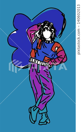 Stylish Abstract Character with Blue Cloud Creative Expression Contemporary Art Stylish Abstract Character with Blue Cloud Creative Expression Contemporary Art 140602013
