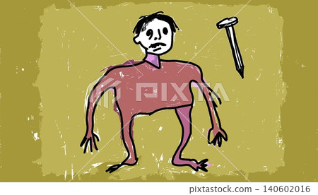 Small Figure Next to Giant Nail Symbolizing Hardship Pressure and Personal Struggle Vector Small Figure Next to Giant Nail Symbolizing Hardship Pressure and Personal Struggle Vector 140602016