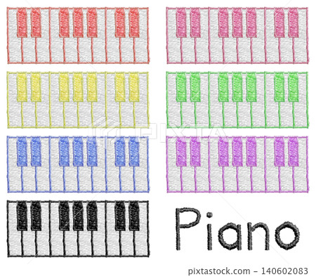 [Set of small piano keys] Hand-embroidered illustration material 140602083