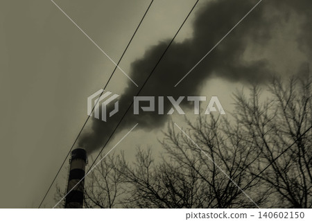 Pollution of the environment, air and ecology are global problems. Toxic smoke from the dirty chimney of an industrial plant is released into the atmosphere Pollution of the environment, air and ecology are global problems. Toxic smoke from the dirty chimney of an industrial plant is released into the atmosphere 140602150