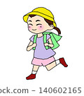 A girl who carries a school bag on the back 140602165