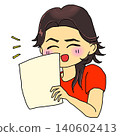 A woman reading a document 140602413