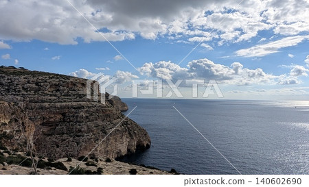 Rocky coast and the Mediterranean Sea with small yachts sailing 140602690