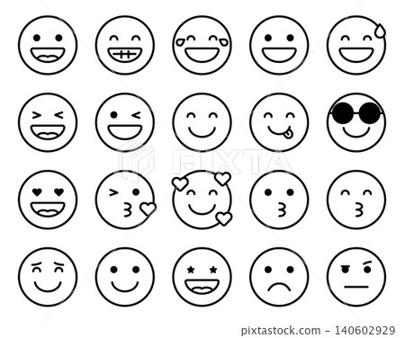 Emoji Icon Set - Line Outline Emoji Icon Set - Line Outline 140602929