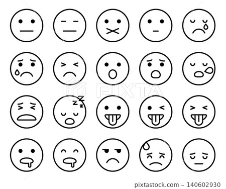 Emoji Icon Set - Line Outline Emoji Icon Set - Line Outline 140602930