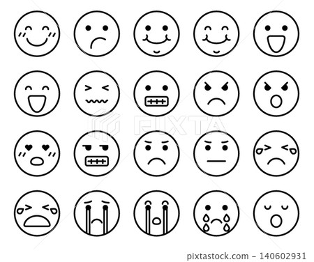 Emoji Icon Set - Line Outline Emoji Icon Set - Line Outline 140602931